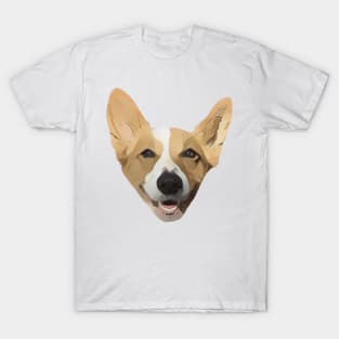 Cute Smiling Corgi Dog Head Design T-Shirt